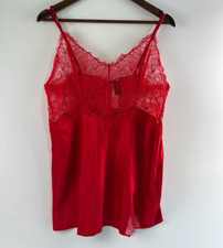 Victoria's Secret Floral Satin  Lace Unline Babydoll Lingerie Red Size XL NWT
