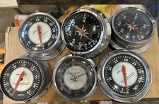 1 lot of 5 Airguide speedometers, and 1 Marine Barometer. 
