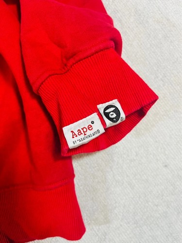 Pull Aape Col Rond Crewneck Rouge XL Y2K Coton Logo Aape Universe Vintage - Picture 10 of 12