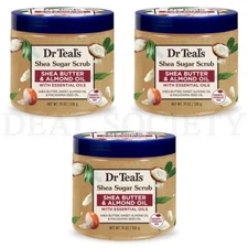 Dr Teal's Shea Sugar Scrub - Butter & Almond Oil 19oz Lot of 3