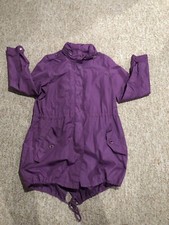 Delia Windbreaker Jacket Collard Hidden Hood Jacket Purple Size Xl