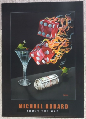 Michael Godard Shoot the Wad Casino Dice Martini Olives Original