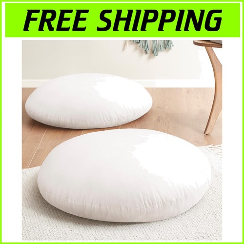 Extra Fluffy 32'' Circular Cushions - Perfect for Yoga and Home Decor (Set of 2)