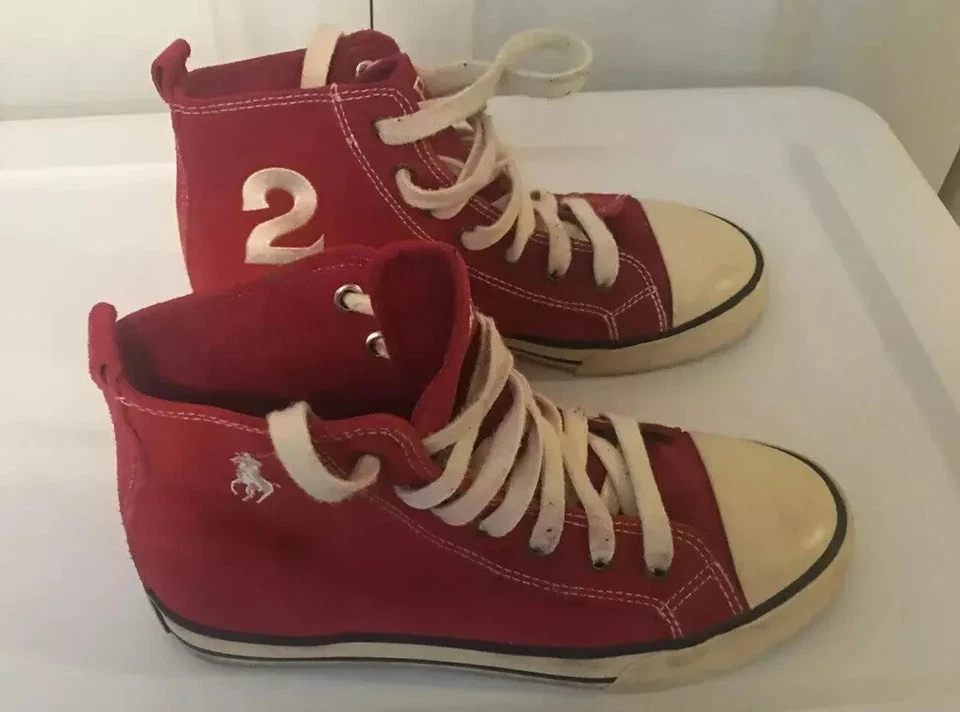 Polo Ralph Lauren Lona Rojo Blanco Alto Top Talla 4 Foto 3 de 4