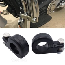 Black 1.25" Highway Guard Foot Peg Clamp Brackets For Harley Touring Engine Bars