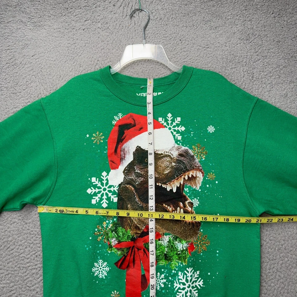 T-Rex Sweatshirt Mens Medium Green Fifthsun Crewneck Fleece Pullover Holiday Foto 2 de 4