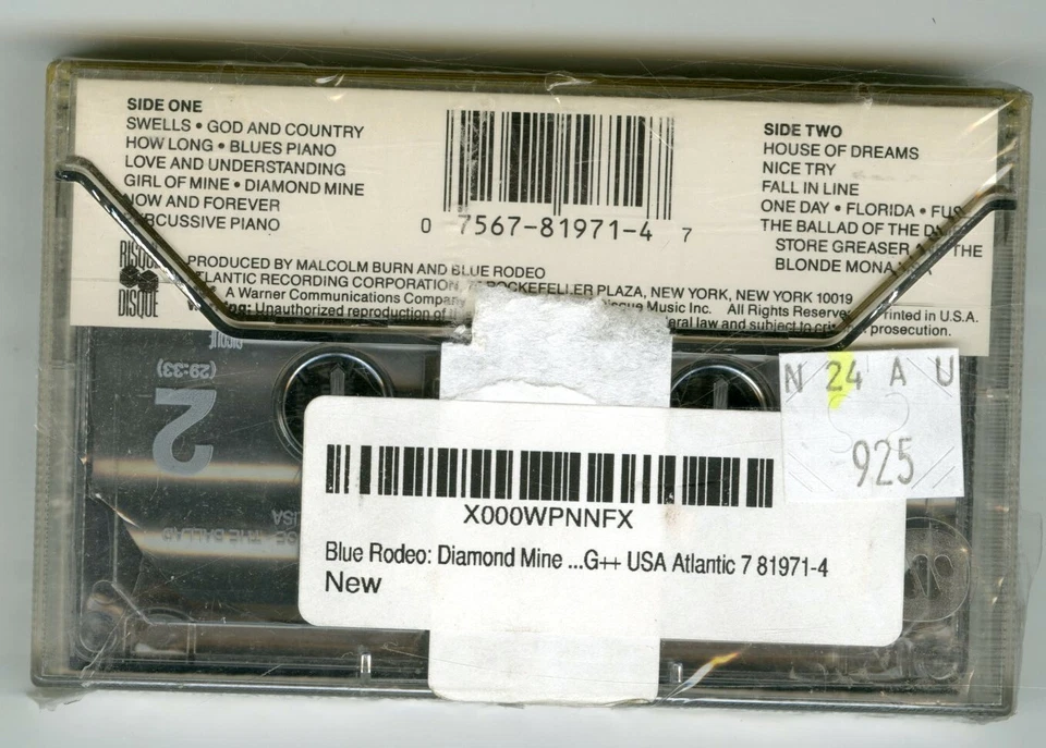 Diamond Mine by Blue Rodeo (Cassette, 1989, Atlantic, NEW) - Image 4 of 4