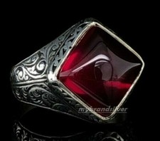 Men's Garnet Ring Real 925 Sterling Silver Jewelry Size 7-15      TR179