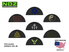 for Glock 43X 48 Grip Frame Plug Aluminum Color Filled Laser Engraved Spiritual