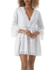 $285 Melissa Odabash White Victoria Crochet Swimsuit Cover Up Dress Large yse29