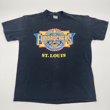 Fuddruckers St Louis Vintage 90s Black T-Shirt - Mens Large - Made in USA