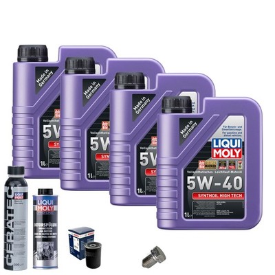 Motoröl 5W40 LIQUI MOLY 4L+BOSCH Ölfilter+Spülung+Cera Tec+Ölablassschraube