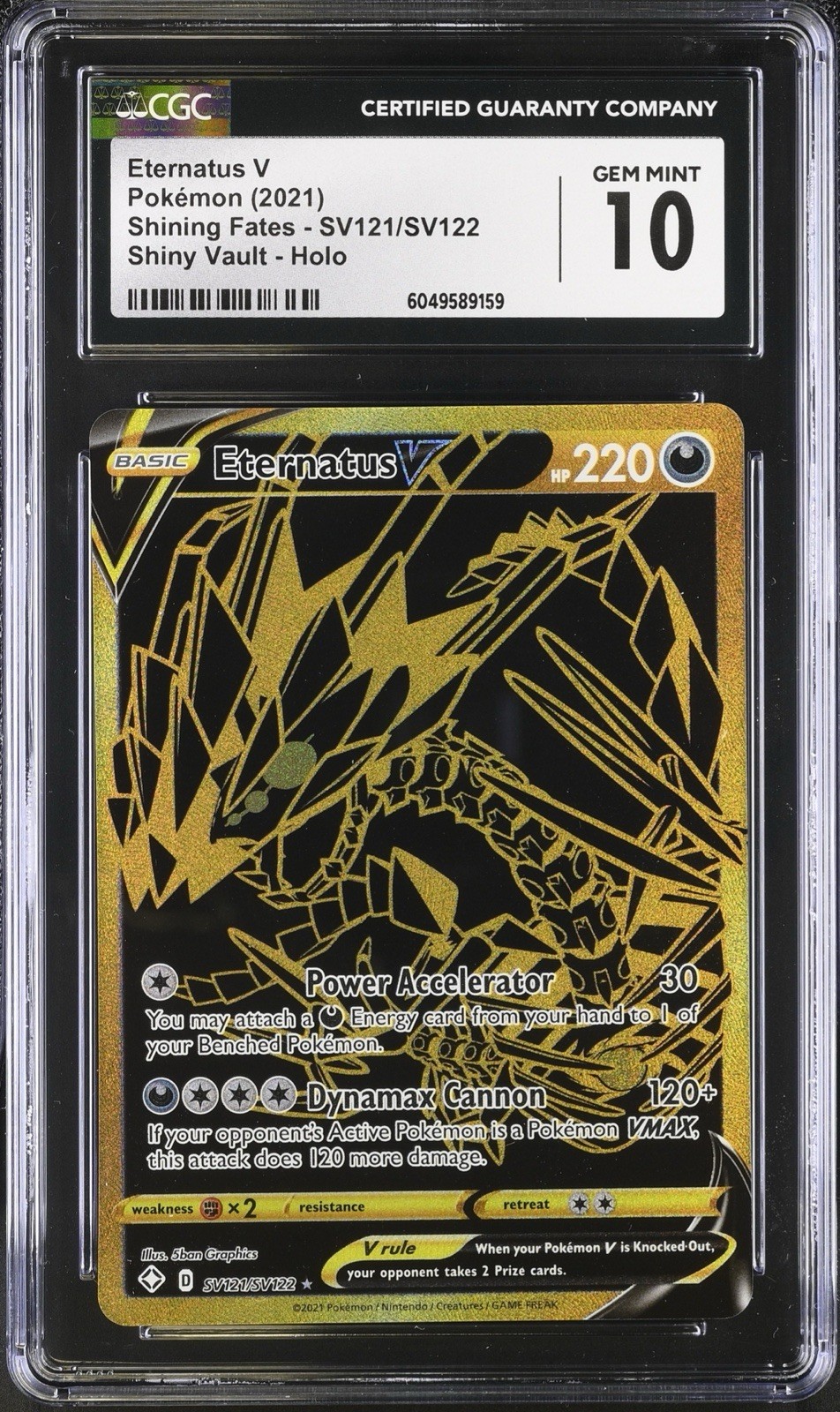 CGC 10 GEM MINT Eternatus V SV121/SV122 Shining Fates Secret Rare Holo Pokémon