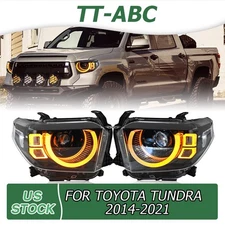 TT-ABC LED Headlights For 2021-2024 Toyota Tundra White/Amber DRL Front Headlamp