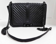 Rebecca Minkoff Black Quilted Leather Chevron Love Crossbody