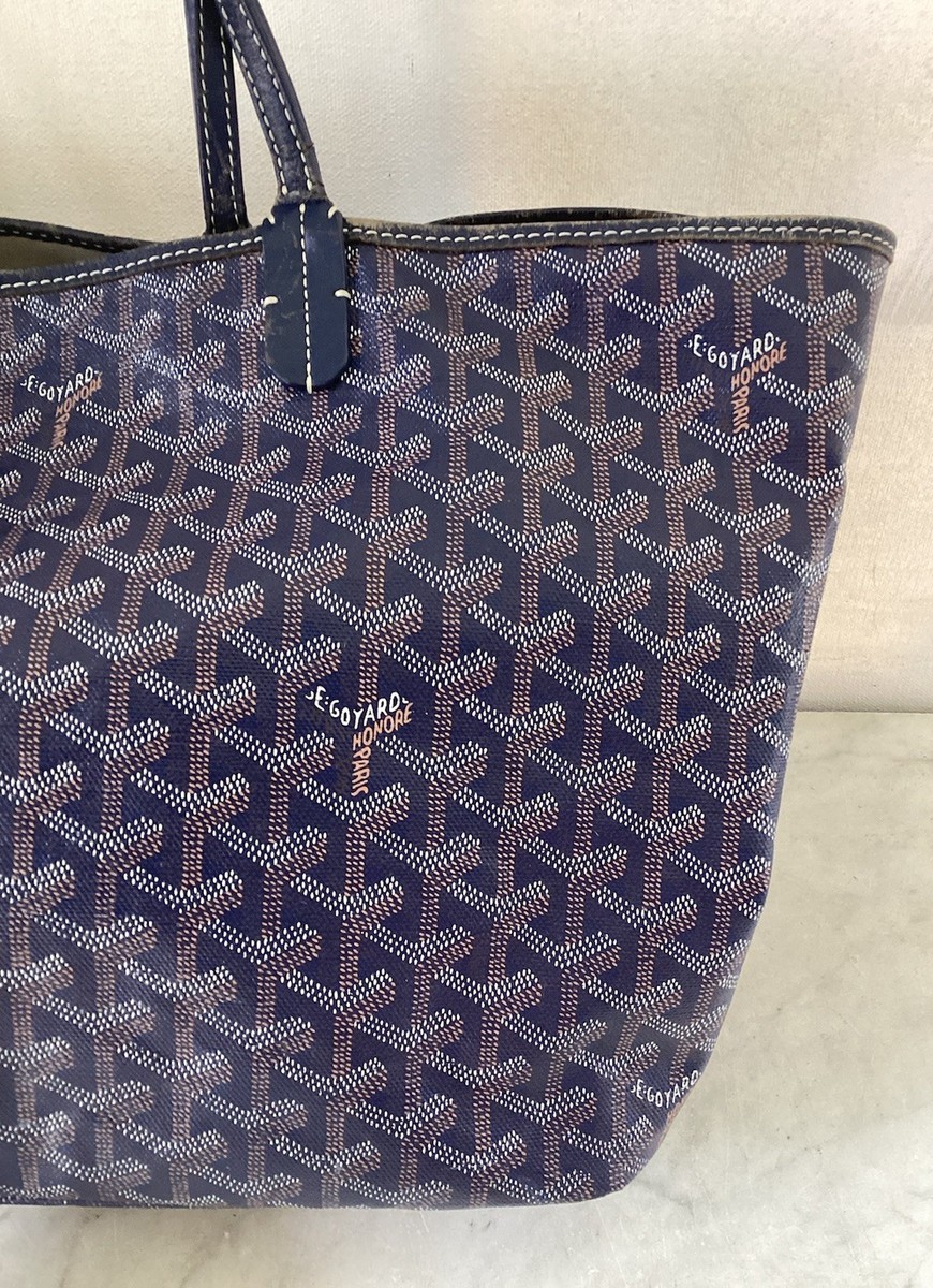 Genuine GOYARD St. Louis Pm Navy Blue Tote Bag Pouch | eBay