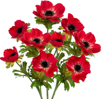 Briful 3Er Set KüNstliche Anemonen Kunstblumen Wie Echt Kunstzweige Rote FrüHlin