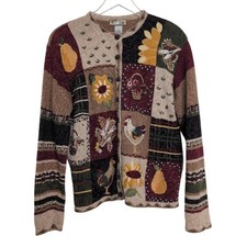 Heirloom Collectibles Patchwork Cardigan Womens Size Medium Farm Vintage Y2K