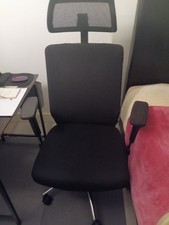 Black Swivel Office Chair with Lumber Support and Head Neck Rest