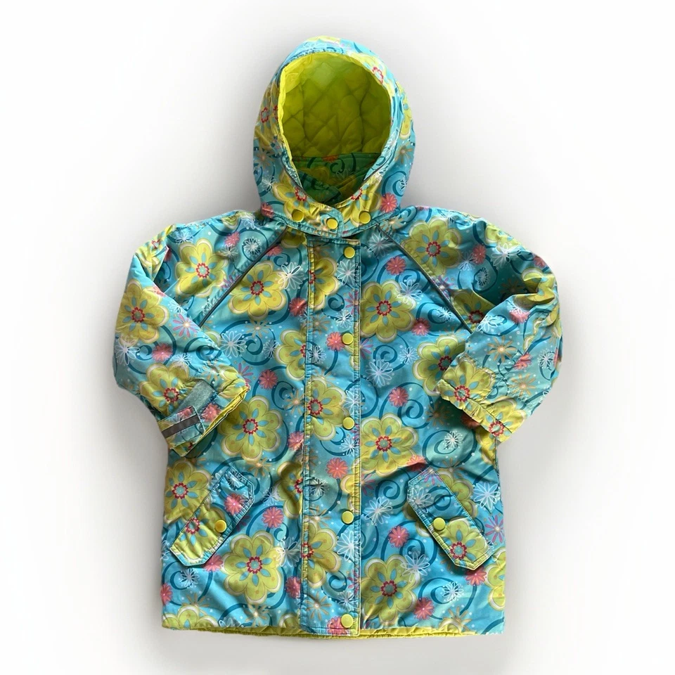 Traje de nieve acolchado Hanna Andersson de colección 2 piezas niñas 110 (5 años) flores aguamarina/verde/rosa Foto 3 de 4