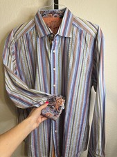 Robert Graham Multicolor Striped Long Sleeve ...