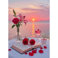 Diamond Art Painting Kits for Adults Beginner,Red Sunset DIY 5D Modern Diamond P