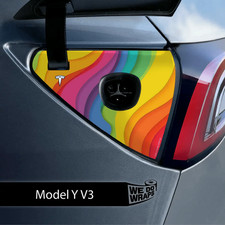 Layered Rainbow Tesla Charge Port Wrap  Model Y