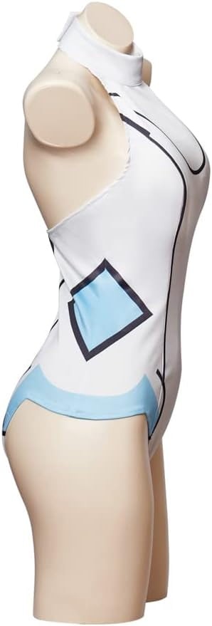Women’s Noire White Heart Bodysuit Cosplay Jumpsuit Outfit with Gloves Socks