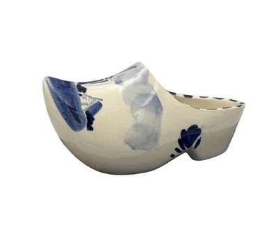 Vintage Delft Blue & White Holland Clog Decor  Hand-Painted Dutch Shoe Delftware