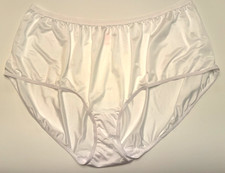 White NYLON PANTIES Plus Size 15 4XL - 5XL Granny BRIEF NOS Silky Sissy Femme