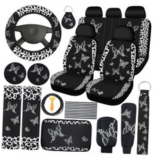 43 Pcs Car Seat Cover Set For Women Suvbutterfly Cow Print