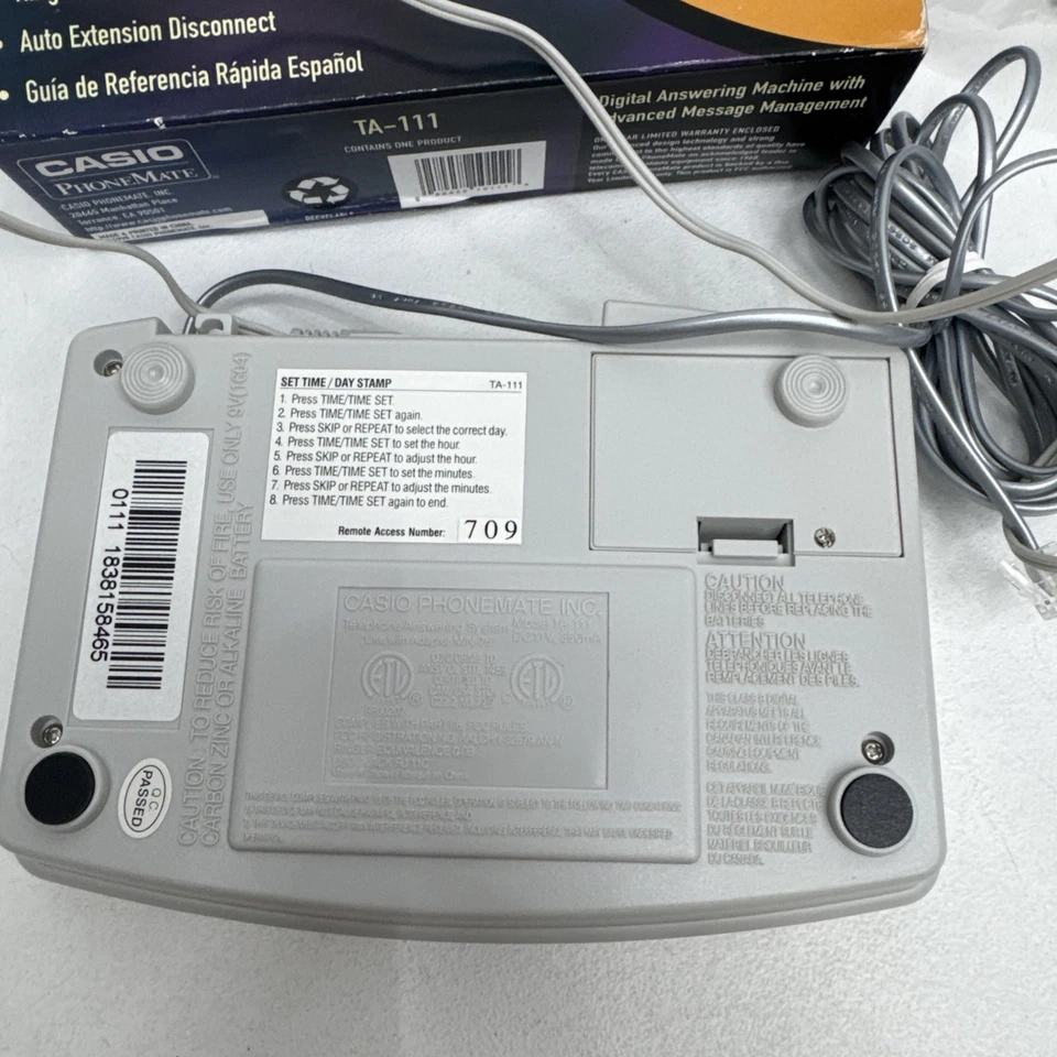 Contestador automático digital Casio PhoneMate TA-111 Phone Mate 1998 caja abierta Foto 3 de 4