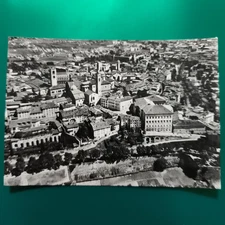 BERGAMO UPPER CITY AND VENETIAN WALLS FROM THE PLANE POSTCARD LARGE BLACK AND WHITE VG