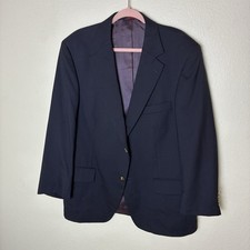 Savile Row Navy 100 Wool Two Gold Button Blazer Jacket