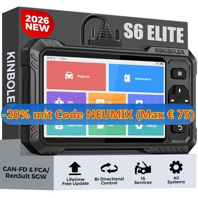 2026 KINGBOLEN S6 ELITE Auto OBD2 Diagnosegerät Scanner Kostenloses Upgrade FCA