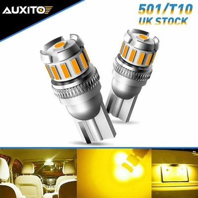 AUXITO 2X T10 912 921 194 W5W Yellow Bright Marker Side LED light Bulbs Map Lamp