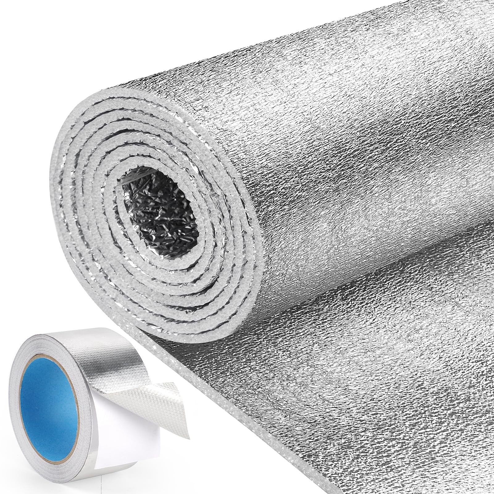 HADOR Reflective Window 48inx10ft- Folded /with Double-sided Tape, Sliver