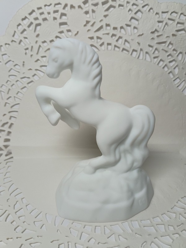Custom OOAK Mosser White Milk Satin Glass Fenton Unicorn Mould Horse By  JS 2026