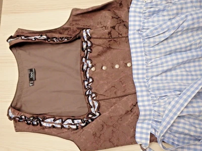%%% C107 / €119 Gr 46 BPC B.P.C MOCCA- BRAUN ! Dirndl Kleid Trachten BLAU NEU - Bild 1 von 4