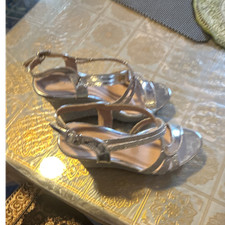 Forever Silver Glitter Strappy Open Toe Block Heel Buckle Women's Shoes