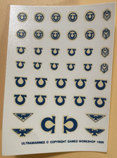 Ultramarines Space Marine Warhammer 40k Transfer Sheet Decals - Rare and OOP