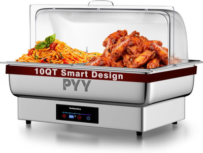 PYY Electric Chafing Dish Buffet Set, Roll Top Chafing Dish, Stainless Steel Cha