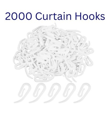 2000 GARDINENHAKEN FÜR RINGBAND WEISS KUNSTSTOFF NYLON HAKEN UK. 2,8 x 1,2 cm