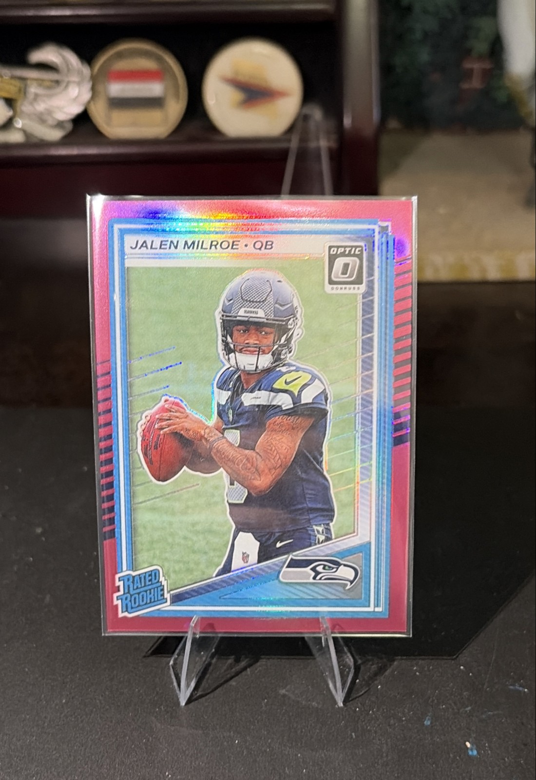 2025 Panini Donruss Optic - Rated Rookie Jalen Milroe #253 Pink Prizm (RC)