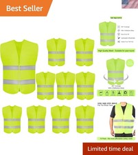 10 Pack High Visibility Safety Vest for Traffic Work, Running, Surveyor and S...