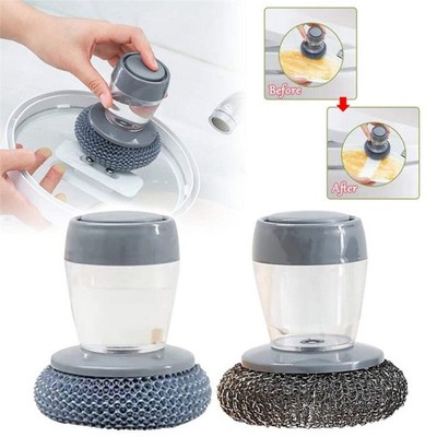 Kitchen Soap Dispensing Palm Brush Cleaner Push-type Brush Kitchen Detergent Too