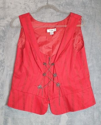 Heine Red Trachten Peplum Vest UK 20 EUR 46 Oktoberfest Folk Style Bavarian 