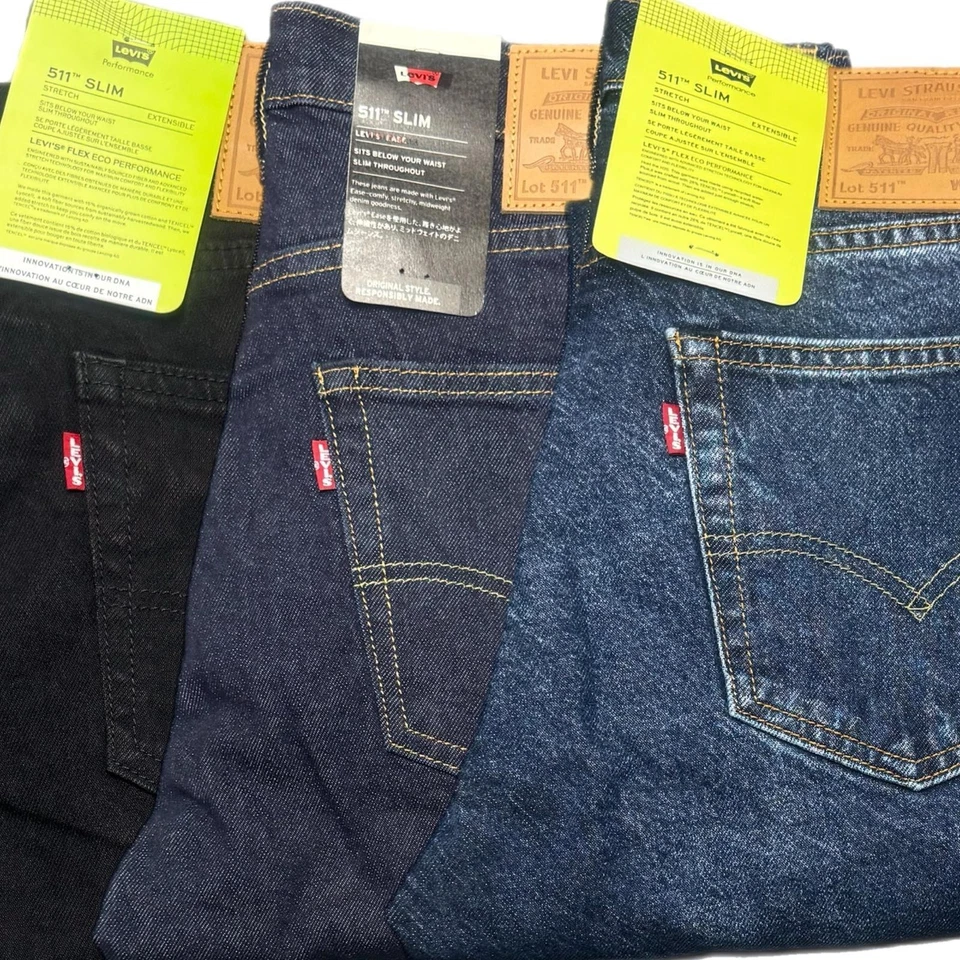 LEVI'S Pantalones de mezclilla Levis® 511 para hombre originales ajustados pantalones de pierna jean moda NUEVO