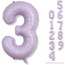 Large Dusty Pastel Purple 3 Balloons, 40 Inch Giant Light Purple Helium Mylar...