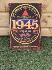 Bass Strong Ale 1945 VE VJ Day Steel Sign 12 x 8 inch